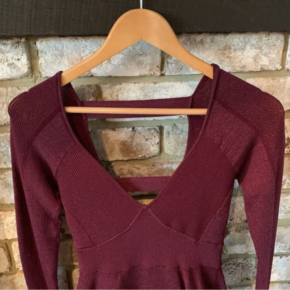 Free People | Wildest Dreams Mini Sweater Dress in Wine - Picture 3 of 16